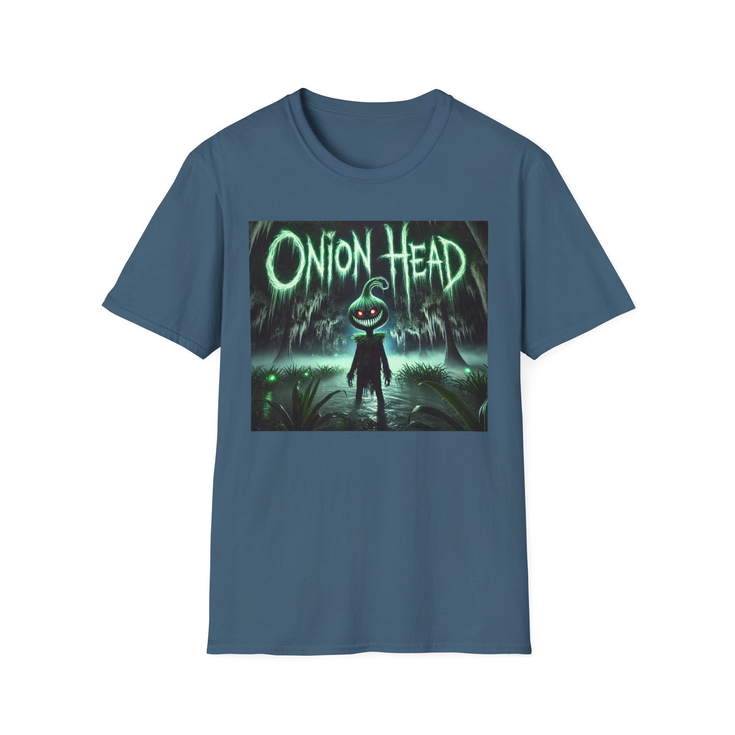 Unisex Softstyle T-Shirt - Spooky 'Onion Head' Graphic Tee for Halloween & Cozy Nights