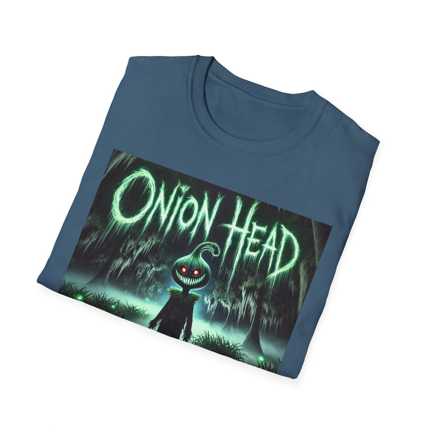 Unisex Softstyle T-Shirt - Spooky 'Onion Head' Graphic Tee for Halloween & Cozy Nights