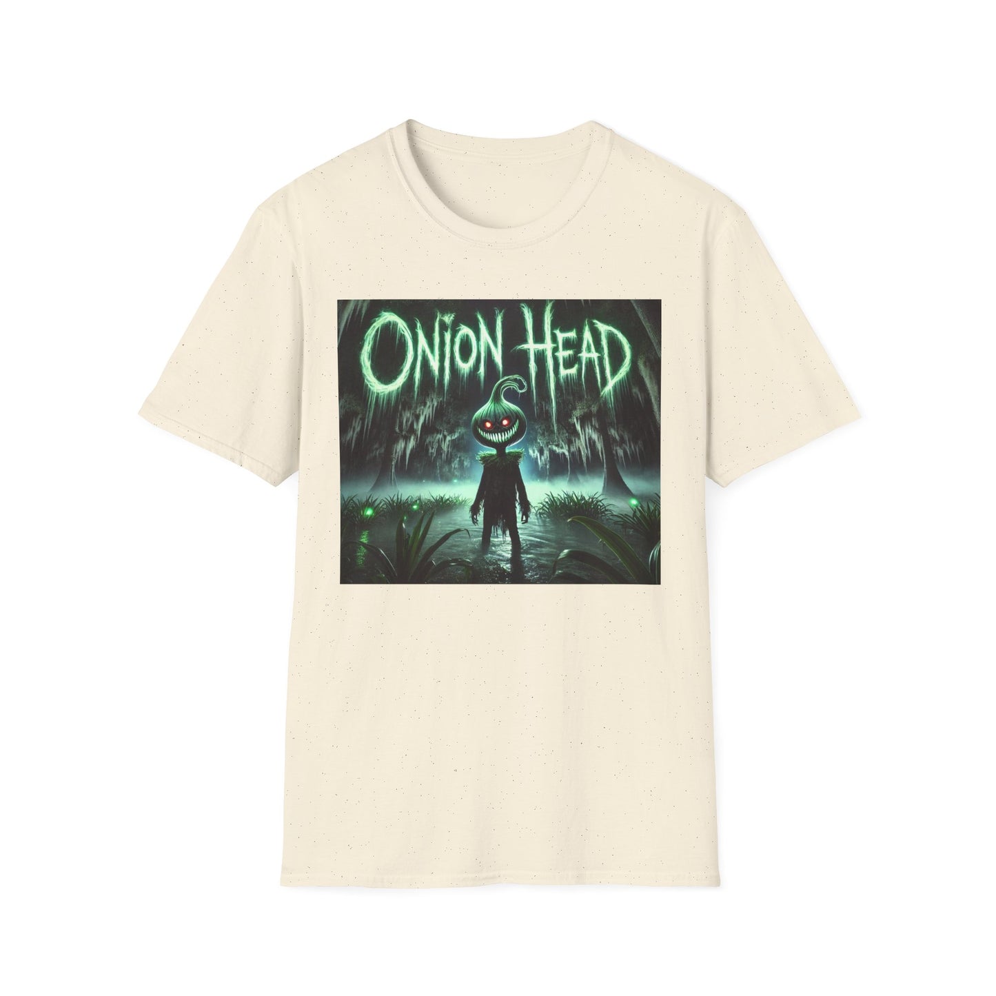 Unisex Softstyle T-Shirt - Spooky 'Onion Head' Graphic Tee for Halloween & Cozy Nights