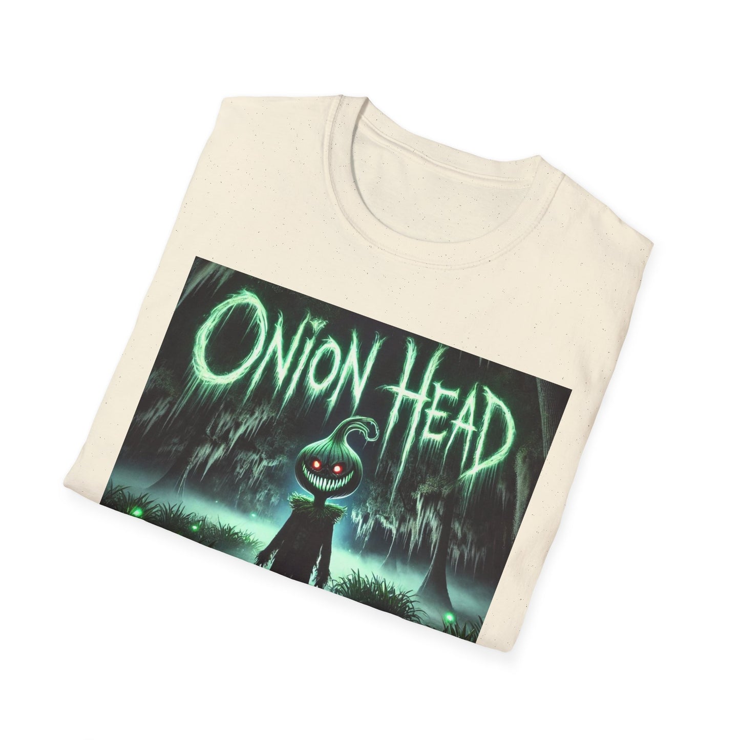 Unisex Softstyle T-Shirt - Spooky 'Onion Head' Graphic Tee for Halloween & Cozy Nights