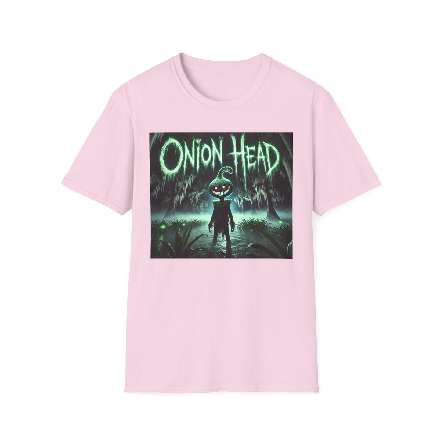 Unisex Softstyle T-Shirt - Spooky 'Onion Head' Graphic Tee for Halloween & Cozy Nights