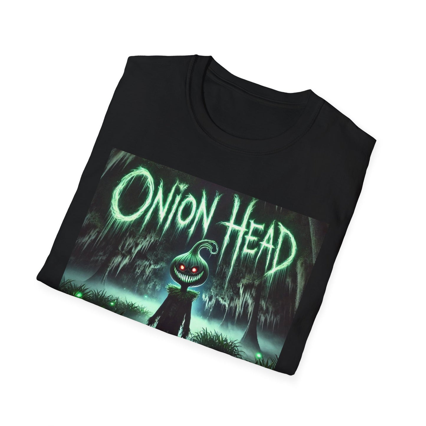 Unisex Softstyle T-Shirt - Spooky 'Onion Head' Graphic Tee for Halloween & Cozy Nights