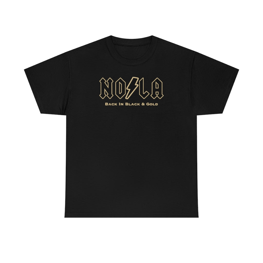 Men's Nola Back in Black & Gold  Cotton Tee By Nostalgic New Orleans